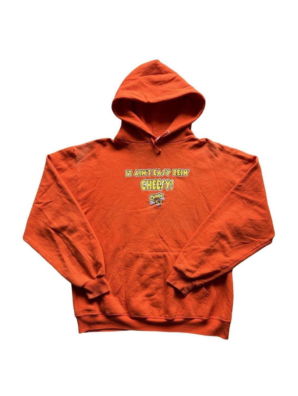 VTG Mens Cheetos Hoodie It Aint Easy Bein Cheesy Orange 2003 Y2K Sz Medium Promo